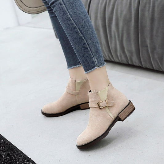 Women Buckle High Heels Short Boots Shoes Woman