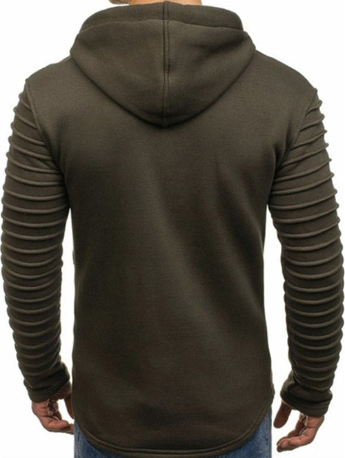 Solid color pleated cheap sleeve long fleece hoodie