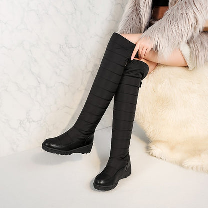 Women's Wedge Heels Down Knee High Boots for Winter