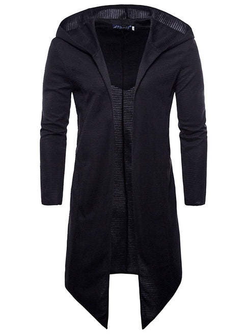 Men's Fashion Hooded Cardigan Knit Sweater Trench Long Sleeved Coat ...