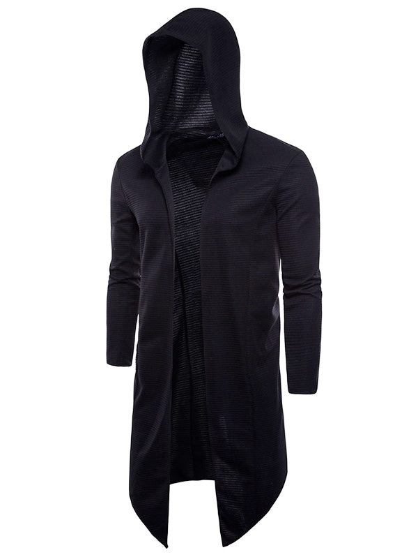 Men's Fashion Hooded Cardigan Knit Sweater Trench Long Sleeved Coat