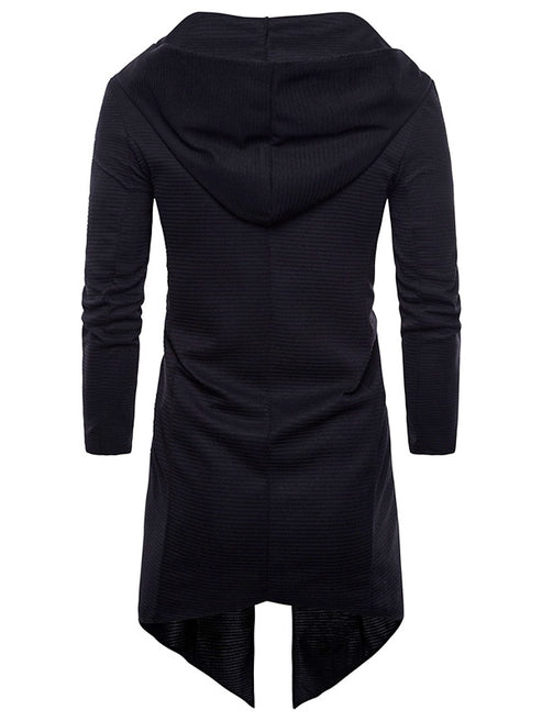 Men's Fashion Hooded Cardigan Knit Sweater Trench Long Sleeved Coat ...