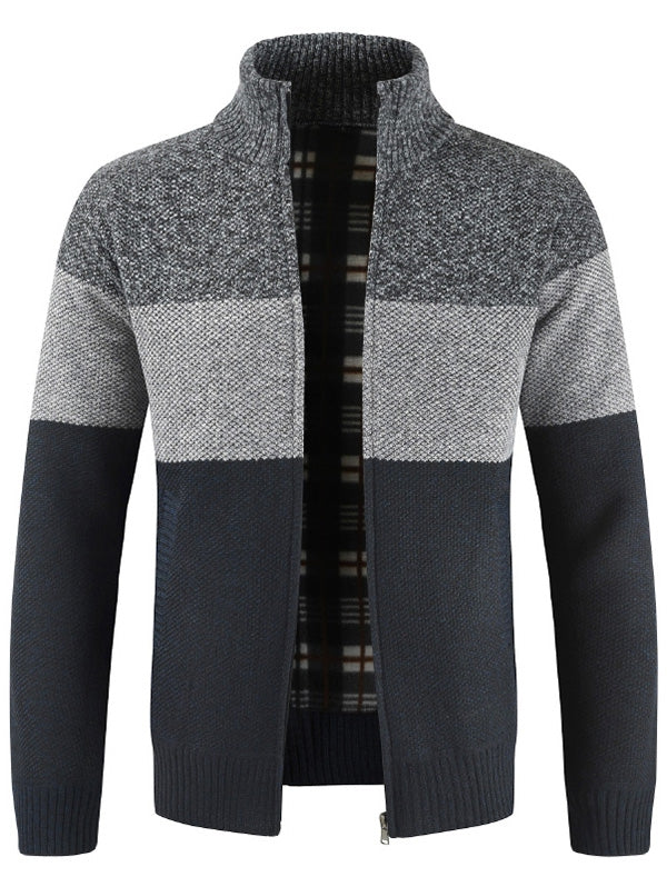 Men's Stripe Stand Collar Sweater for Spring & Fall