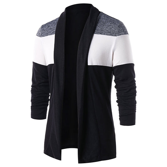 Men's Casual Color Blocking Open Front Long Sleeves Cardigan