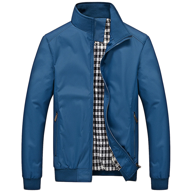 Men's Thin Fall Fashion Stand Collar Solid color Jacket