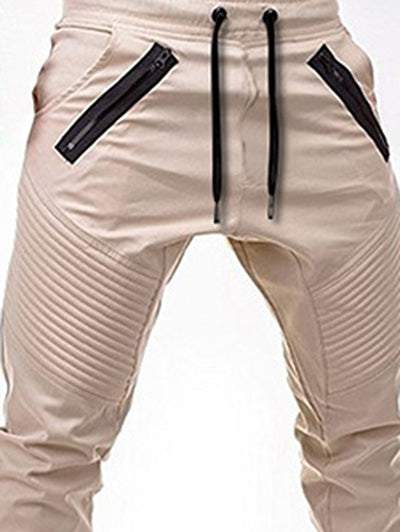 Men's Zippers Embellished Drawstring Fashion Jogger Pants