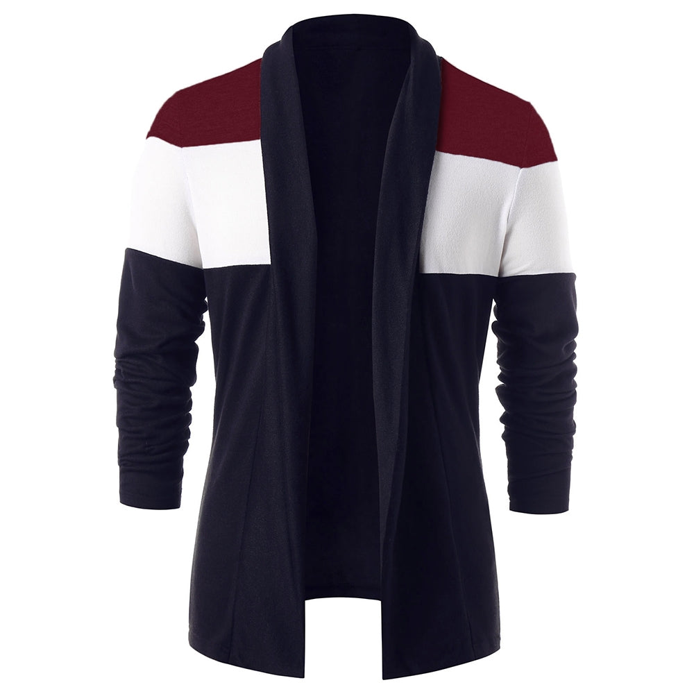 Men's Casual Color Blocking Open Front Long Sleeves Cardigan