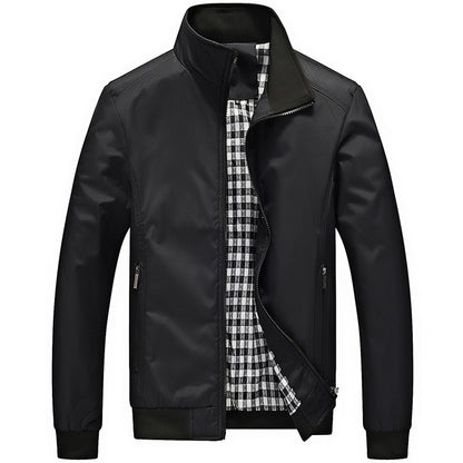 Men's Thin Fall Fashion Stand Collar Solid color Jacket