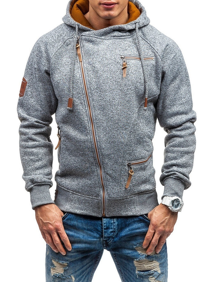 Personality Side Zipper Hooded Sweater for Men