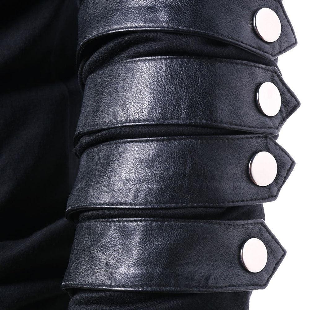 Men's Faux Leather Drawstring Hoodies