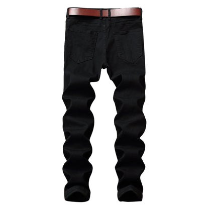 Men's Zip Fly Straight Legs Jeans with Extreme Rips