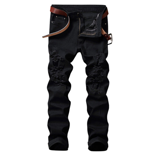 Men's Zip Fly Straight Legs Jeans with Extreme Rips