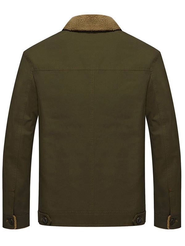 Men's Faux Fur Badge Embellish Button Fly Jacket for Autumn & Winter ...