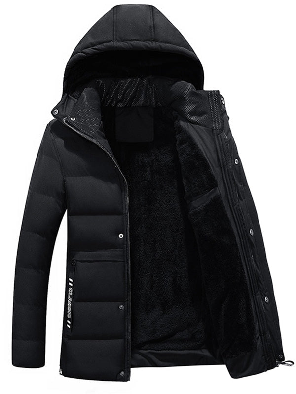 Zipper Hooded Belt Embellished Padded Jacket for Men – meetfun