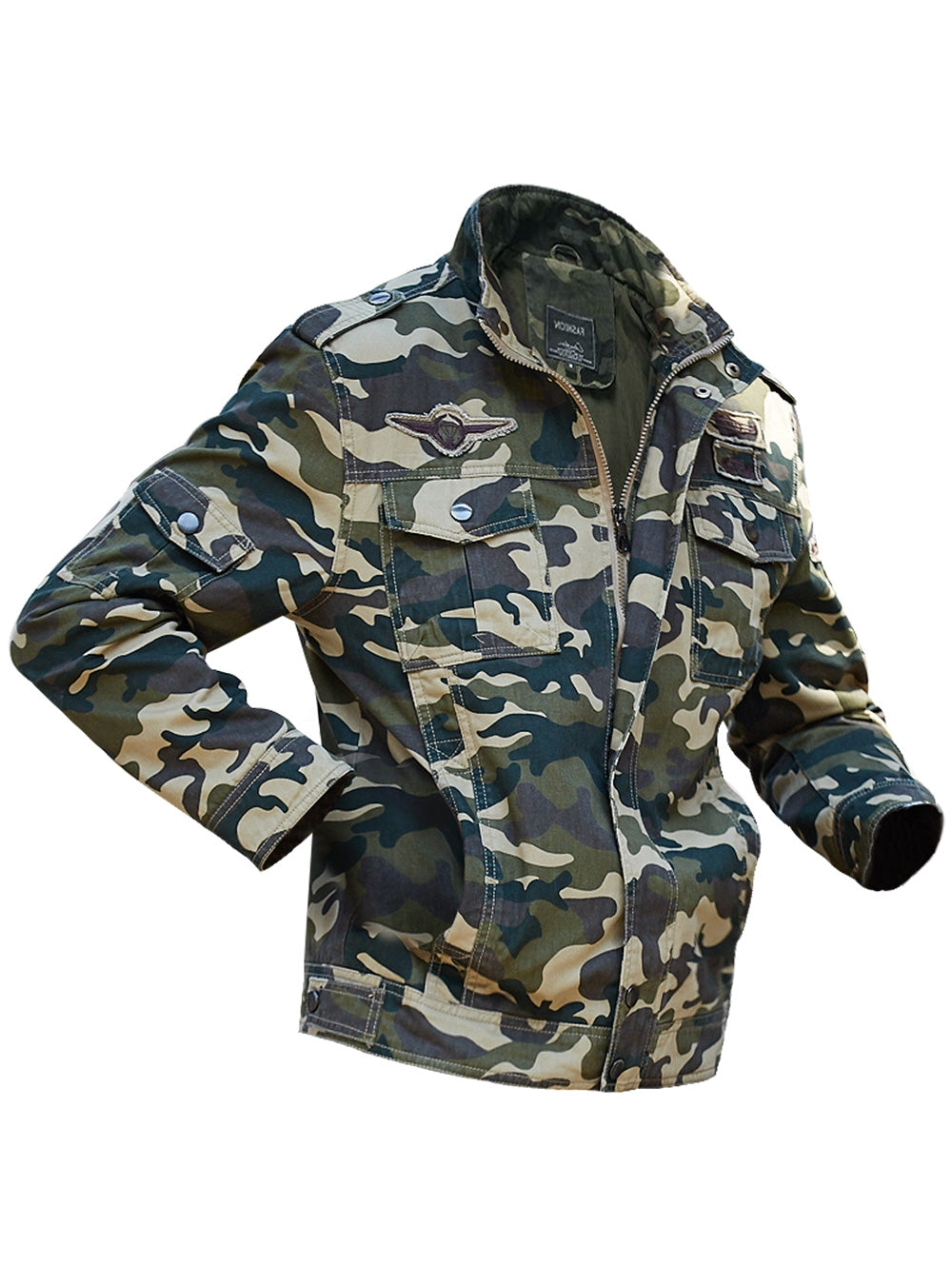 Men's Appliques Camouflage Printed Out Door Sports Jacket