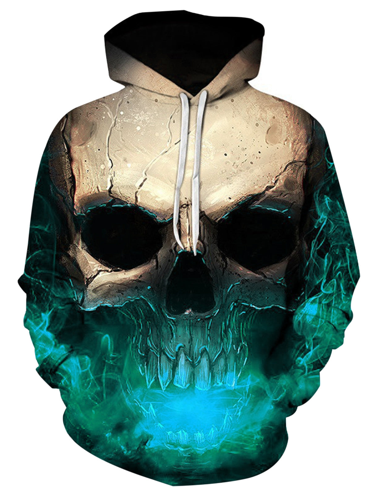 Men's Pullover 3D Effect Skull Print Hoodie