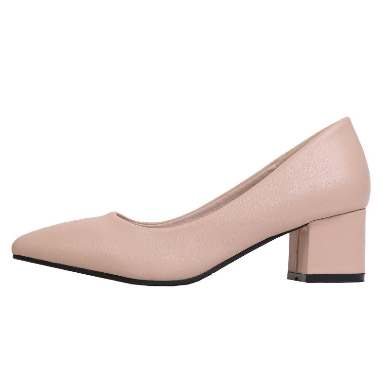 Square Toe Women Pumps Mid Chunky Heels Dress Shoes 3847