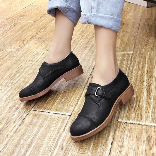 Women's Buckle Belt Low Heels Shoes