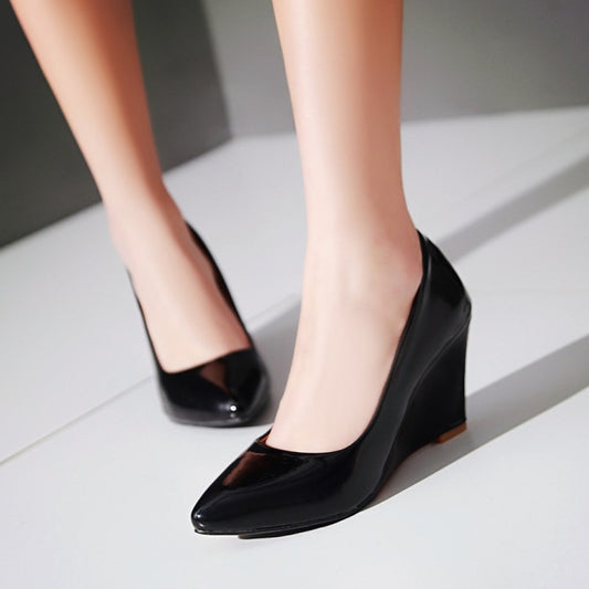 Women's Heels Patent Leather Platform Wedge Shoes