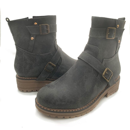 Women's Buckle Belt Short Motorcycle Boots