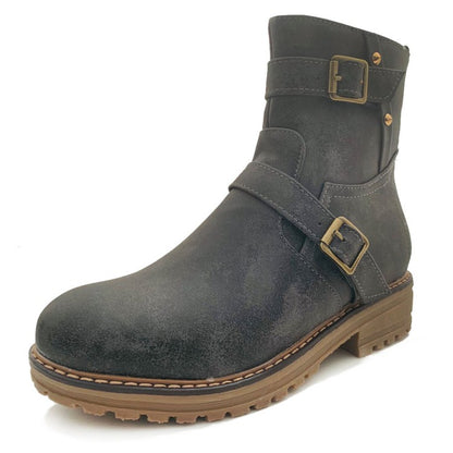 Women's Buckle Belt Short Motorcycle Boots