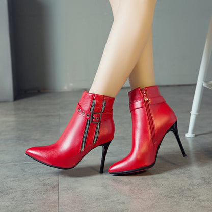 Women's Pointed Toe High Heel Short Boots