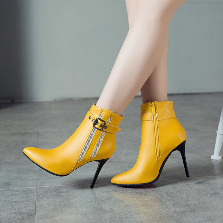 Women's Pointed Toe High Heel Short Boots