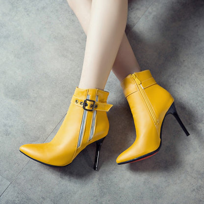 Women's Pointed Toe High Heel Short Boots