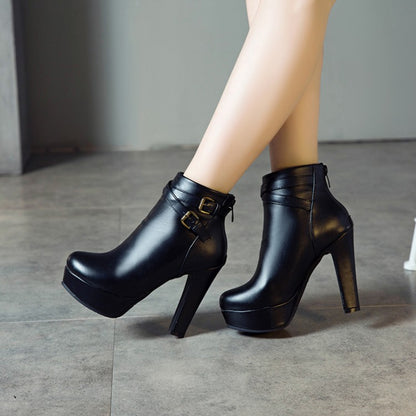 Women's High Heel Platform Short Boots