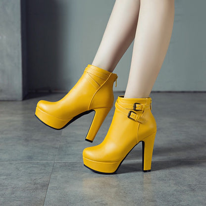 Women's High Heel Platform Short Boots