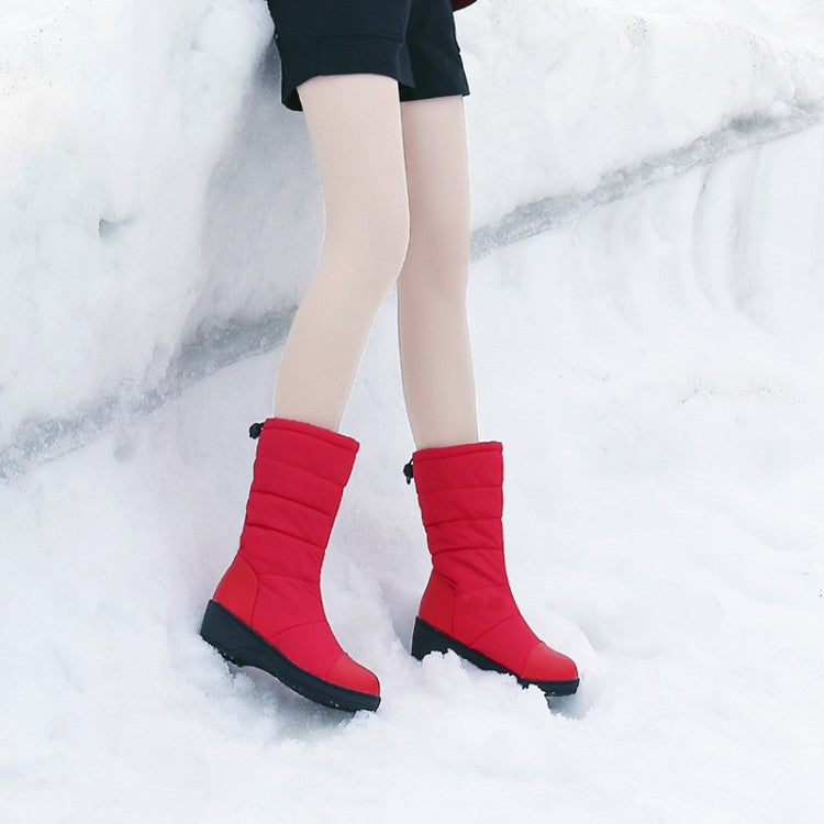 Women's Heels Warm Winter Down Mid Calf Snow Boots