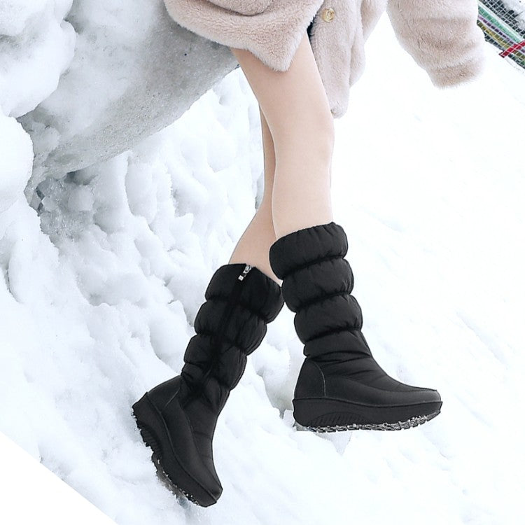 Women's Wedges Heels Winter Down Mid Calf Snow Boots