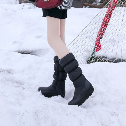 Women's Wedges Heels Winter Down Mid Calf Snow Boots