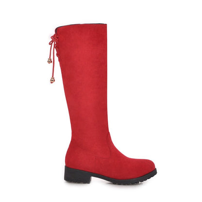 Womens' Zipper Low Heels Knee High Boots