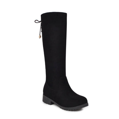 Womens' Zipper Low Heels Knee High Boots