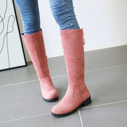 Womens' Zipper Low Heels Knee High Boots