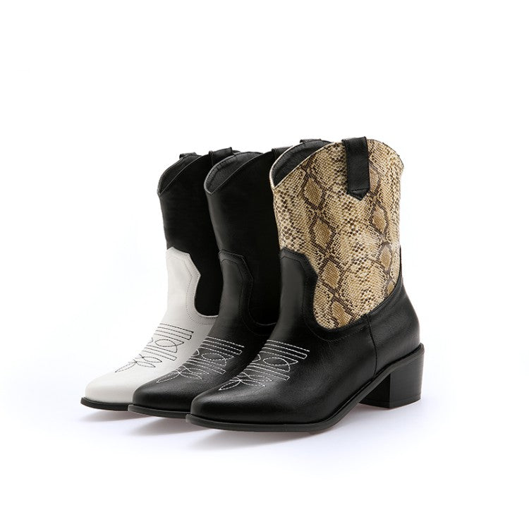 Women's Printed High Heel Short Boots