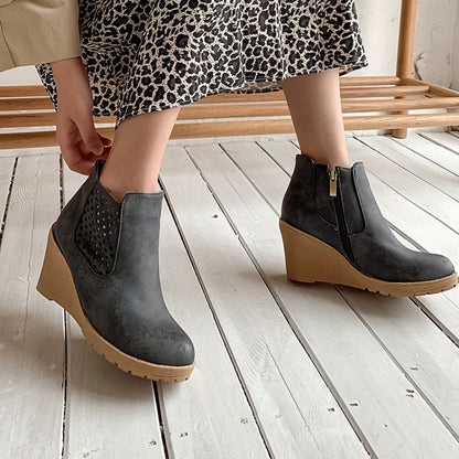 Women Platform Wedges Heel Short Boots