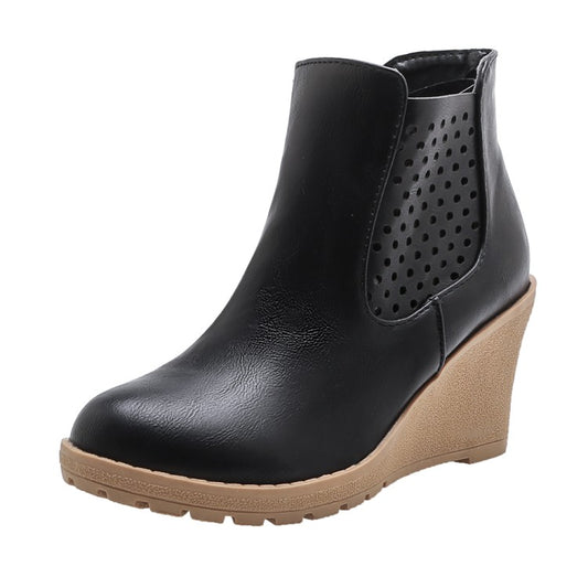 Women Platform Wedges Heel Short Boots