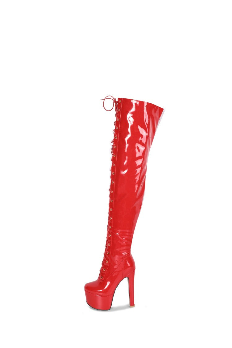 Women's Round Toe Lace Up High Heel Platform Over the Knee Boots
