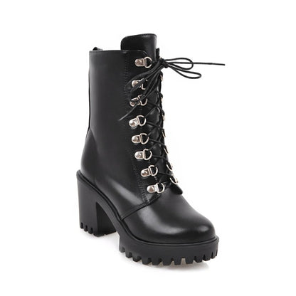 Women's Block Heels Short Motorcycle Boots