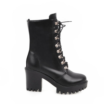 Women's Block Heels Short Motorcycle Boots