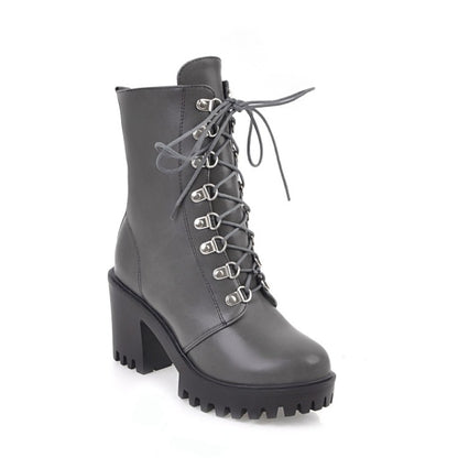 Women's Block Heels Short Motorcycle Boots