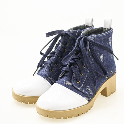 Women's Denim Low Heels Short Boots