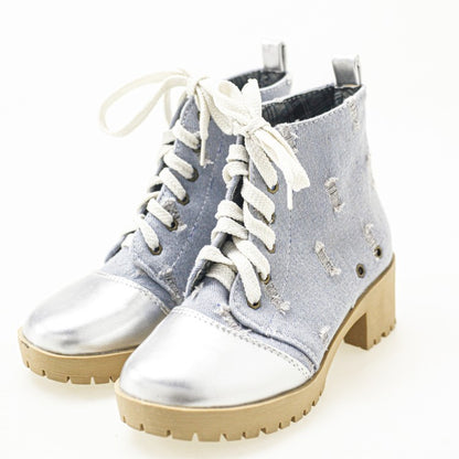 Women's Denim Low Heels Short Boots