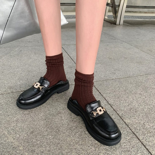 Women's Solid Color Rhinestone Metal Decor Slip on Flats Shoes