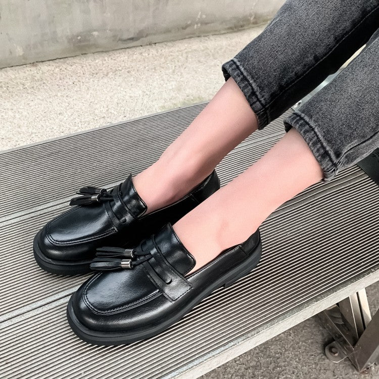 Women's Tassel Platform Slip on Flats Shoes