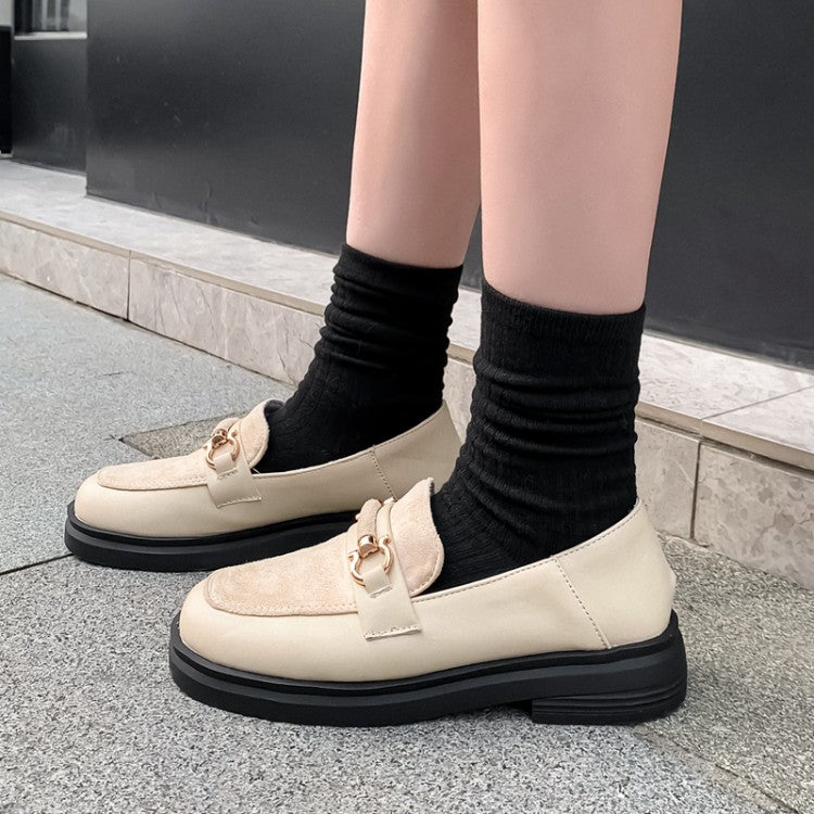 Women's Shallow Metal Decor Platform Slip on Flats Shoes