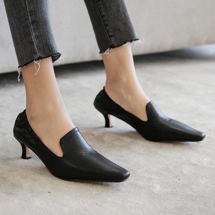Women's Slip on Pointed Toe Block Heels Pumps