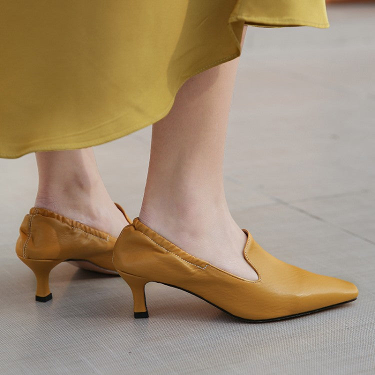 Women's Slip on Pointed Toe Block Heels Pumps